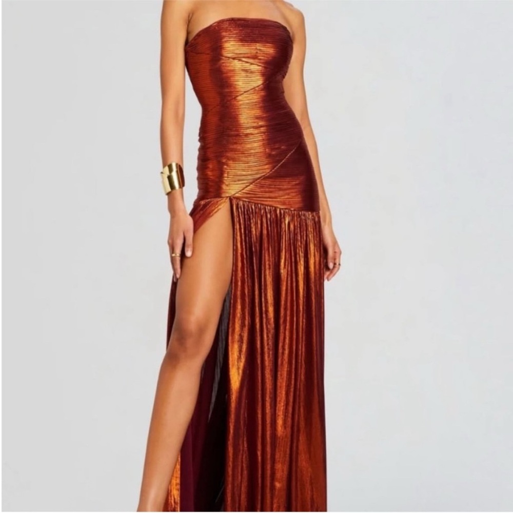 Retrofete Strapless Metallic Copper Dress Chantel dress